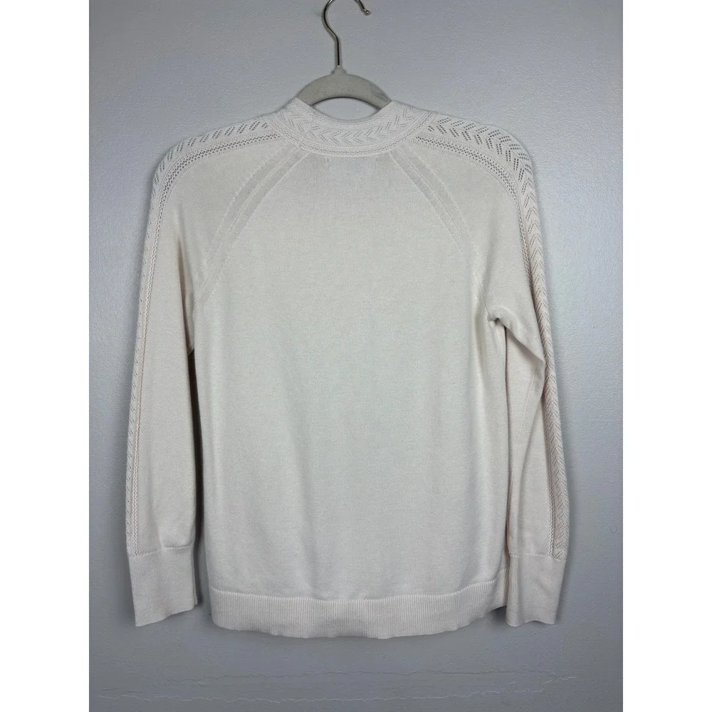 Banana Republic Factory Pointelle Trim Sweater Size S Cream Mock Neck Twee Cute - Picture 15 of 17